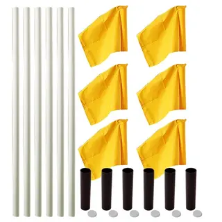 Hörnstolpar med flaggor | vit stolpe 6 stolpar| 6 flaggor| 6 markhylsor
