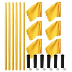 Hörnstolpar med flaggor | gul stolpe 6 stolpar| 6 flaggor| 6 markhylsor