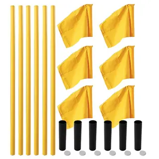 Hörnstolpar med flaggor | gul stolpe 6 stolpar| 6 flaggor| 6 markhylsor