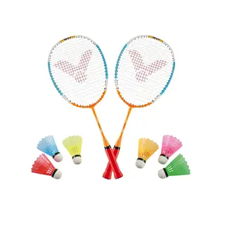 Badmintonset Victor Advanced 2 rack och 6 f&#228;rgglada bollar