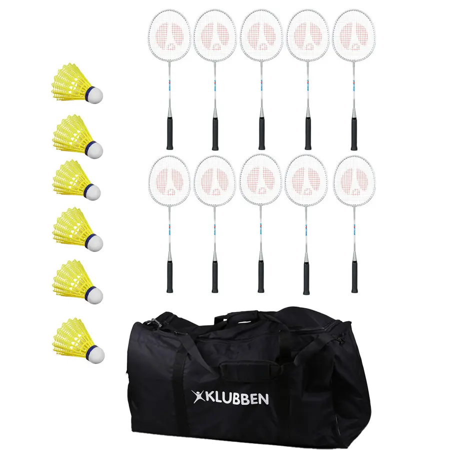 Badmintonset skola 10 st rack | 6 st bollar | 1 bag 