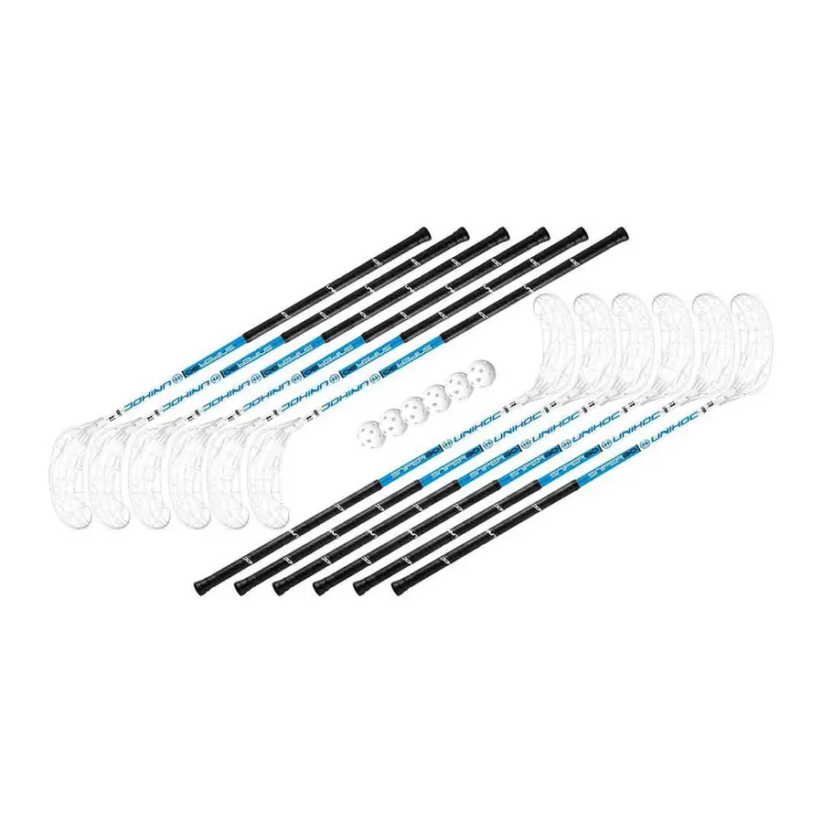 Innebandyklubbor Unihoc Sniper 96 cm Set 12 klubbor och 6 bollar IFF certifierade 