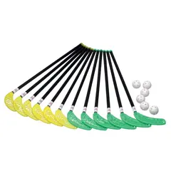 Innebandyklubbor Fiber 95 cm 12 klubbor och 6 bollar 