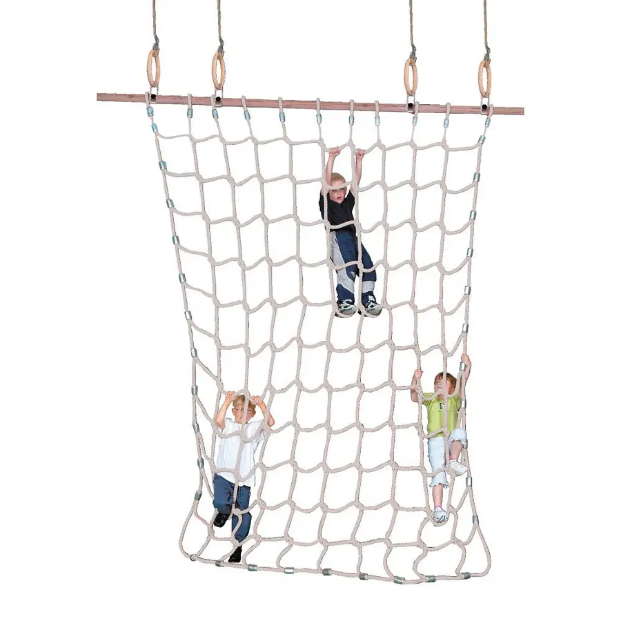 Klätternät 250x300 cm hampa Med fäststång för romerska ringar 