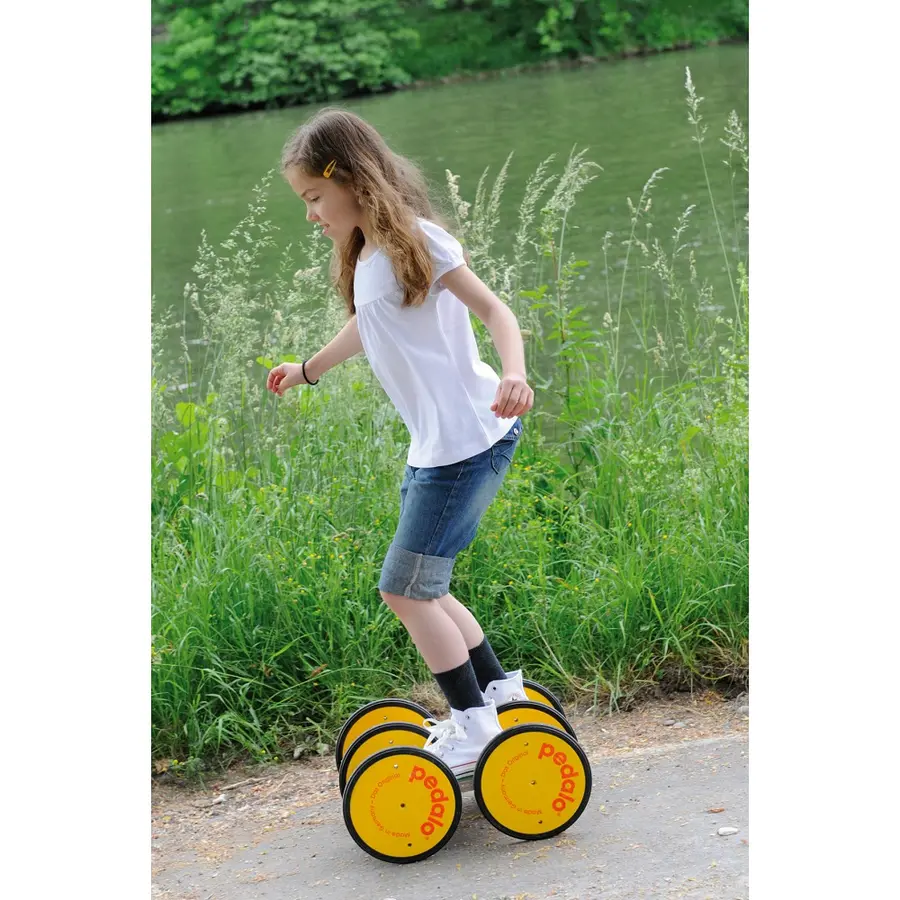 Pedalo dubbel Dubbelpedalo | Trähjul med fotbräda 