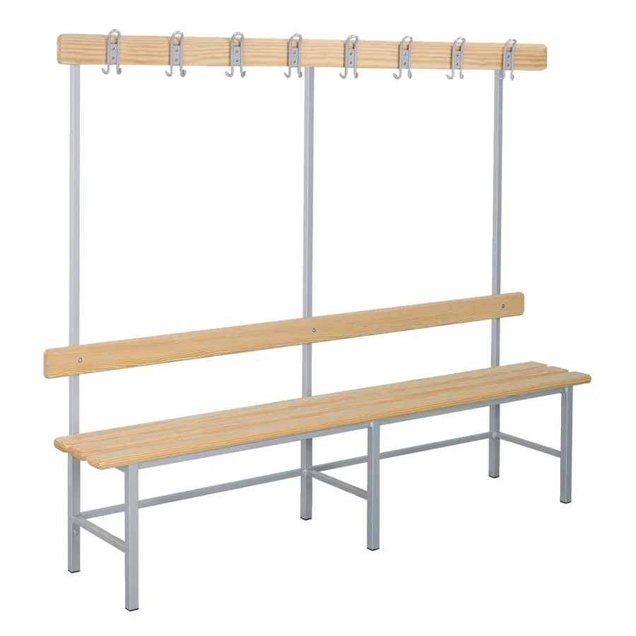 Omklädningsbänk med ryggstöd och hängare Pris /  m 