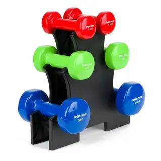 Hantelset i vinyl med st&#228;llning 3 par hantlar | 1,5 kg, 3kg, 5kg