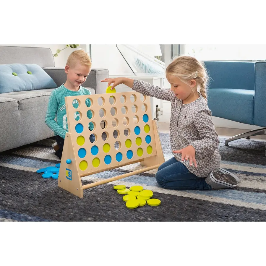 4 i rad Deluxe 57x39 cm Stort fyra i rad spel i trä 