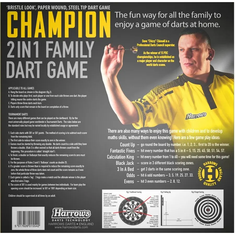 Darttavla World Champion Family 6 pilar inkluderade | 2 spelsidor 