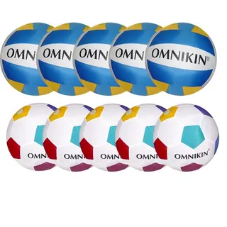 Omnikin® fotboll och volleyboll (10st.) set med 10 st. superlätta bollar