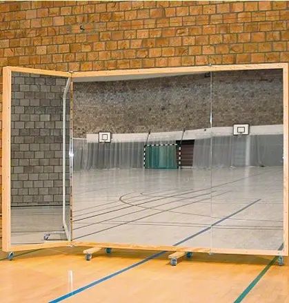 Spegelvägg på hjul 300cm x 180 cm Fällbar Mobil Spegel med splitterskydd 