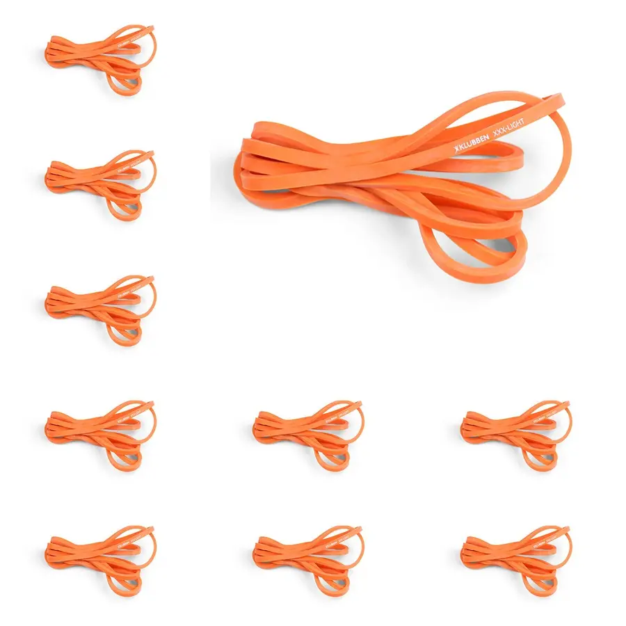 Powerband - lång, runt träningsband 10 st | Ultra lätt | Orange 