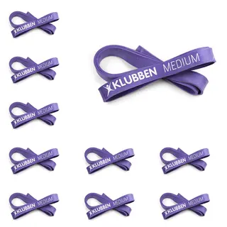 Powerband - lång, runt träningsband 10 st | Medium | Lila