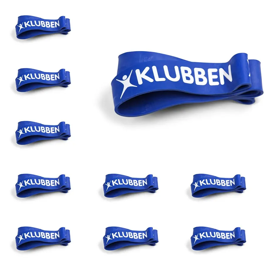 Powerband - lång, runt träningsband 10 st | Extra hård | Blå 