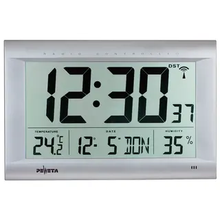 Peweta digital radiostyrd väggklocka Med extra stor LCD-display
