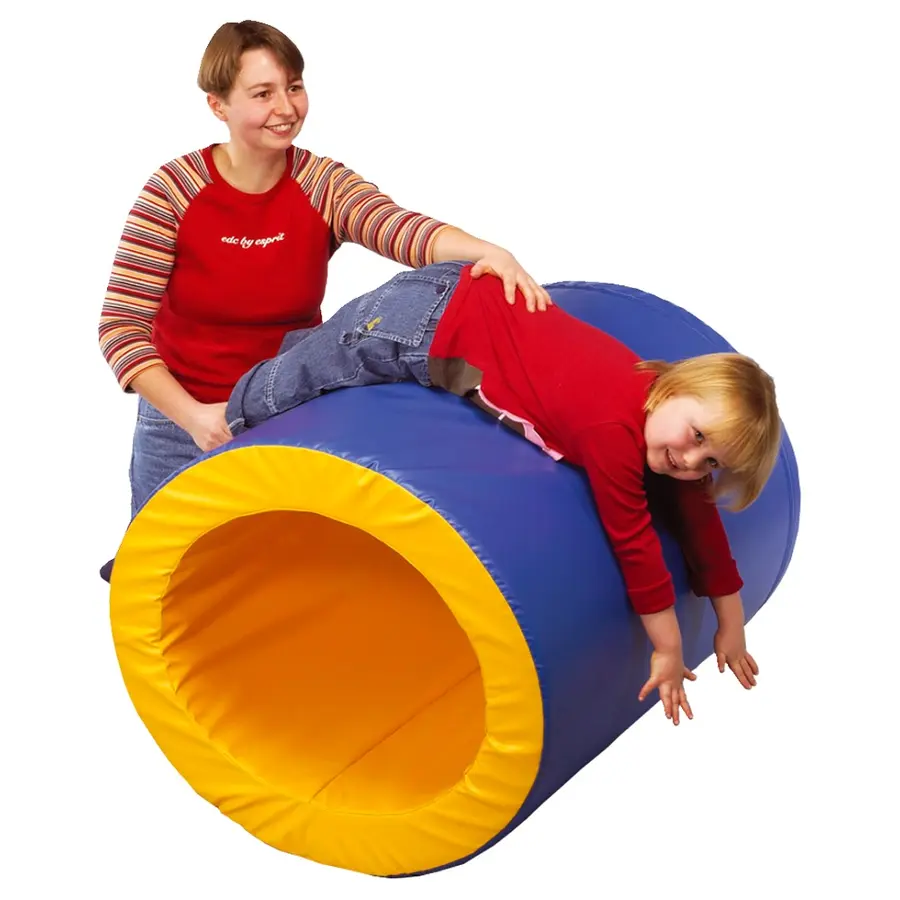 Lekcylinder | Motorikrulle för barn 100 cm x 70 cm|  Lektunnel i skum 