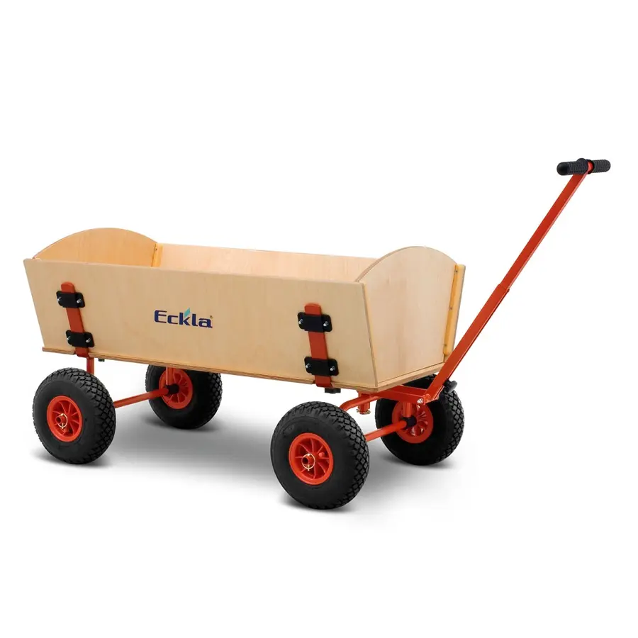 Skrinda | Handkärra | Dragvagn i trä 100x55x60 cm | Justerbart handtag 