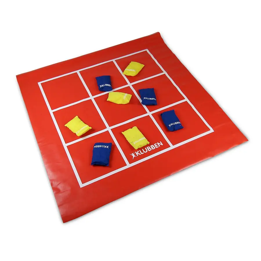 Poängmatta med 8 ärtpåsar 100x100cm Tre i rad på baksida 