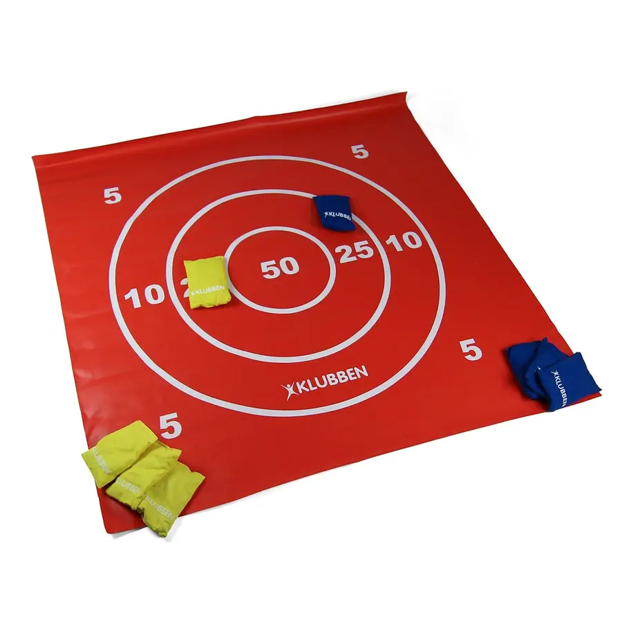 Poängmatta med 8 ärtpåsar 100x100cm Tre i rad på baksida 