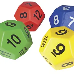 T&#228;rning 12-sidig med nummer 1-12 Tall- og bokstavballer til aktiv l&#230;ring