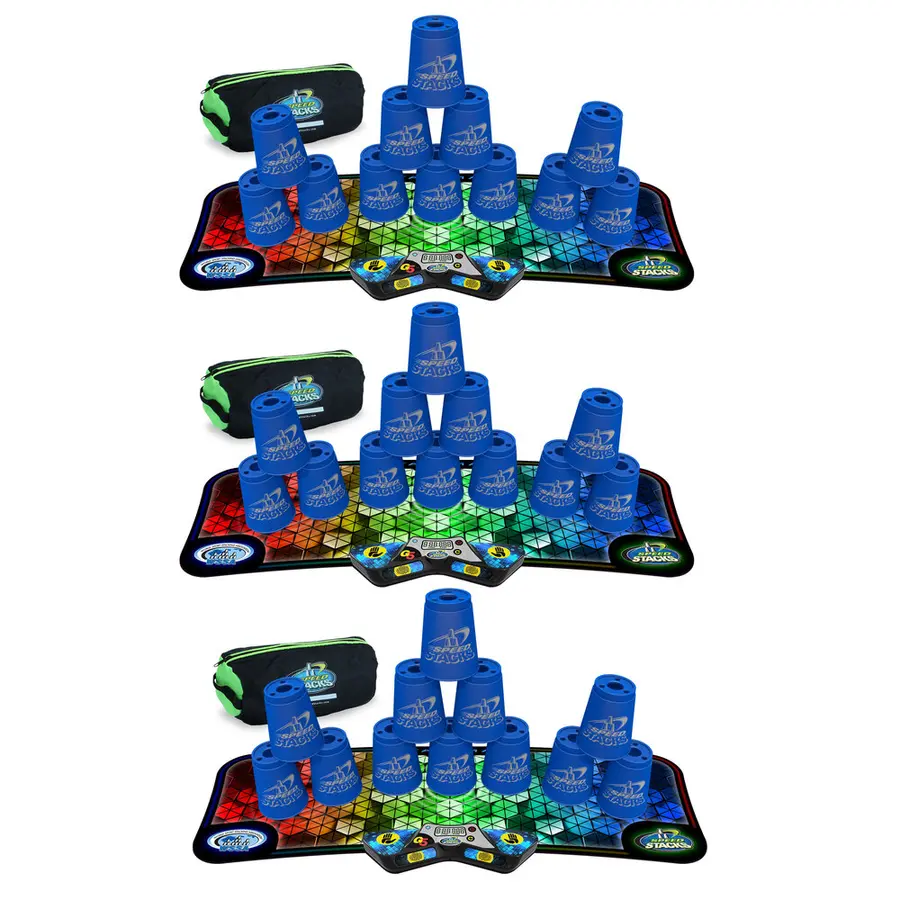 Speed stacks Speedstackingset 3 Komplett spelset Blå 