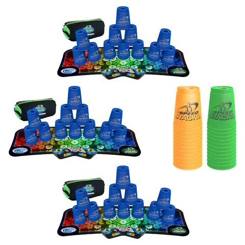 Speed Stacks Komplett Set x3 36 koppar | 3x Matta | 3x Timer | 3x Bag
