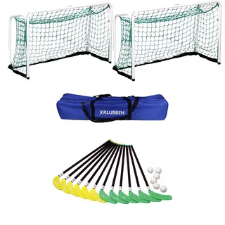Innebandysett Fiber 95cm med m&#229;l 12 klubbor | 6 bollar | 2 m&#229;l | 1 bag