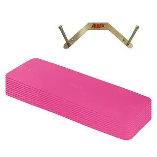 Set Airex Fitline | Rosa 10 tr&#228;ningsmattor med v&#228;ggupph&#228;ngning