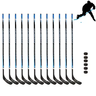 Ishockeyklubbor och puckar | 150 cm(R) 12 ishockeyklubbor senior | 6 puckar