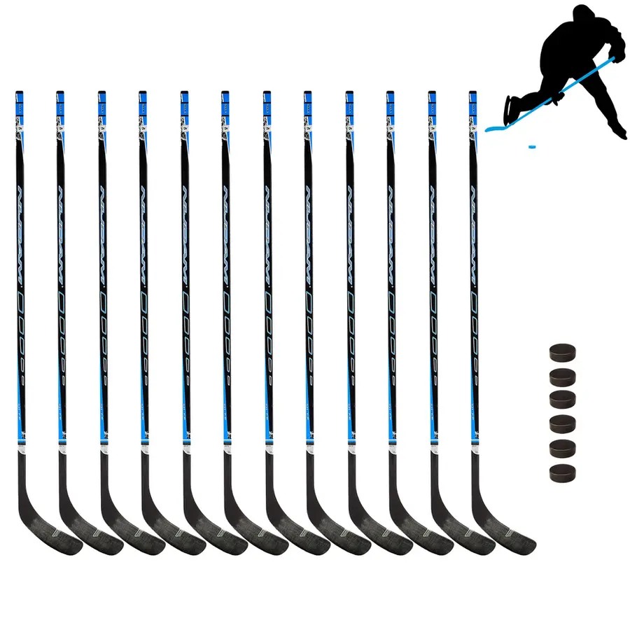 Ishockeyklubbor och puckar | 150 cm(R) 12 ishockeyklubbor senior | 6 puckar 