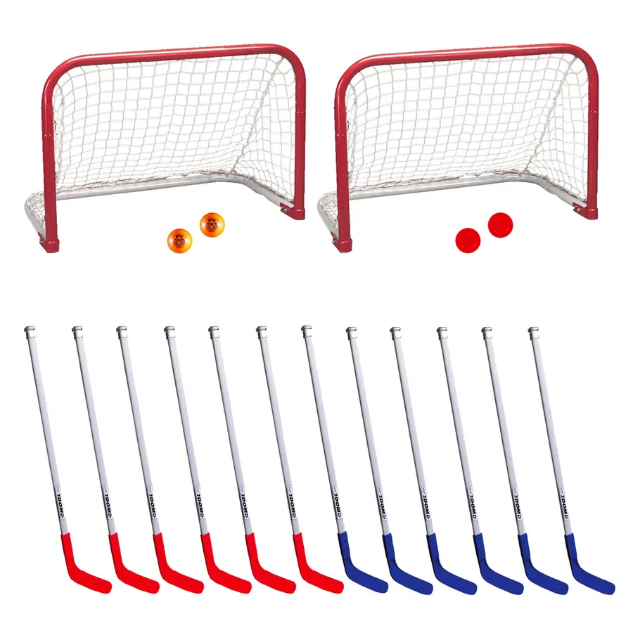 Streethockey set | Landhockey 12 klubbor | 2 puckar | 2 bollar | 2 mål 