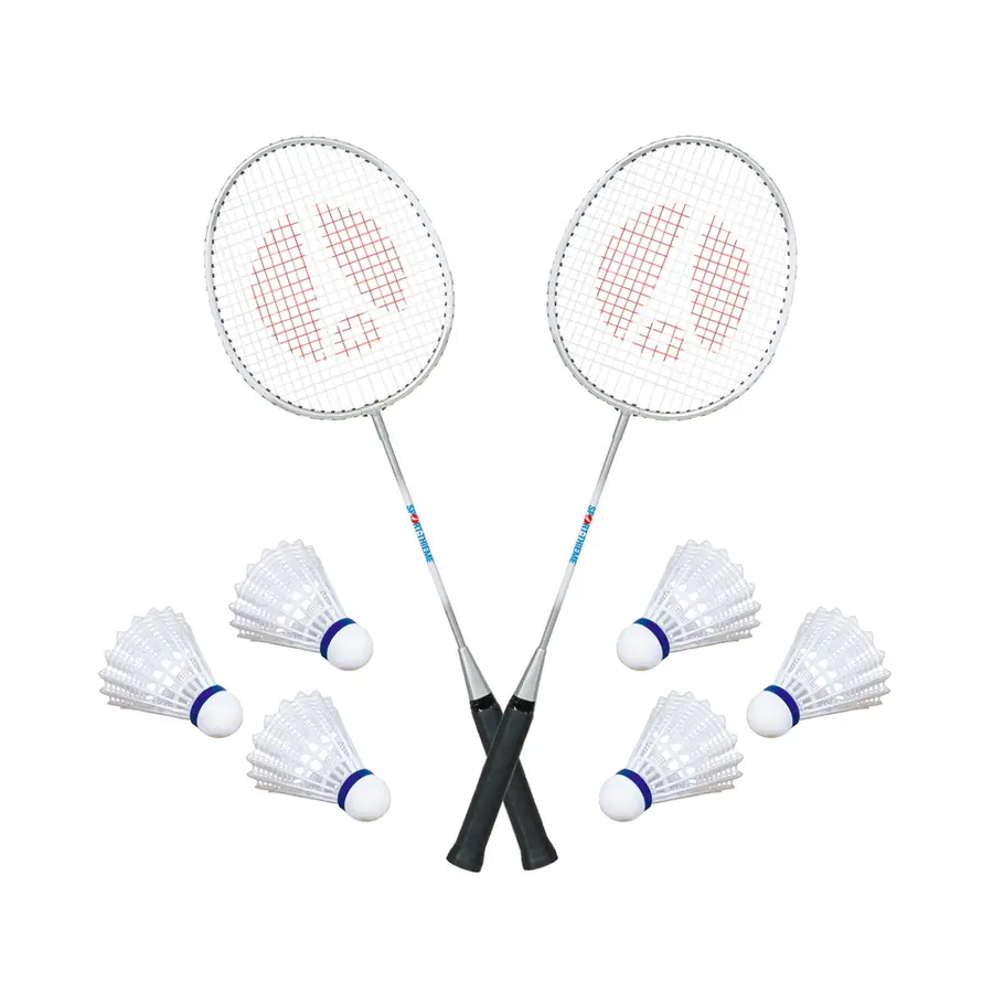 Badmintonset av bra kvalitet 2 rack 118gram | 6 st bollar Medelhast. 