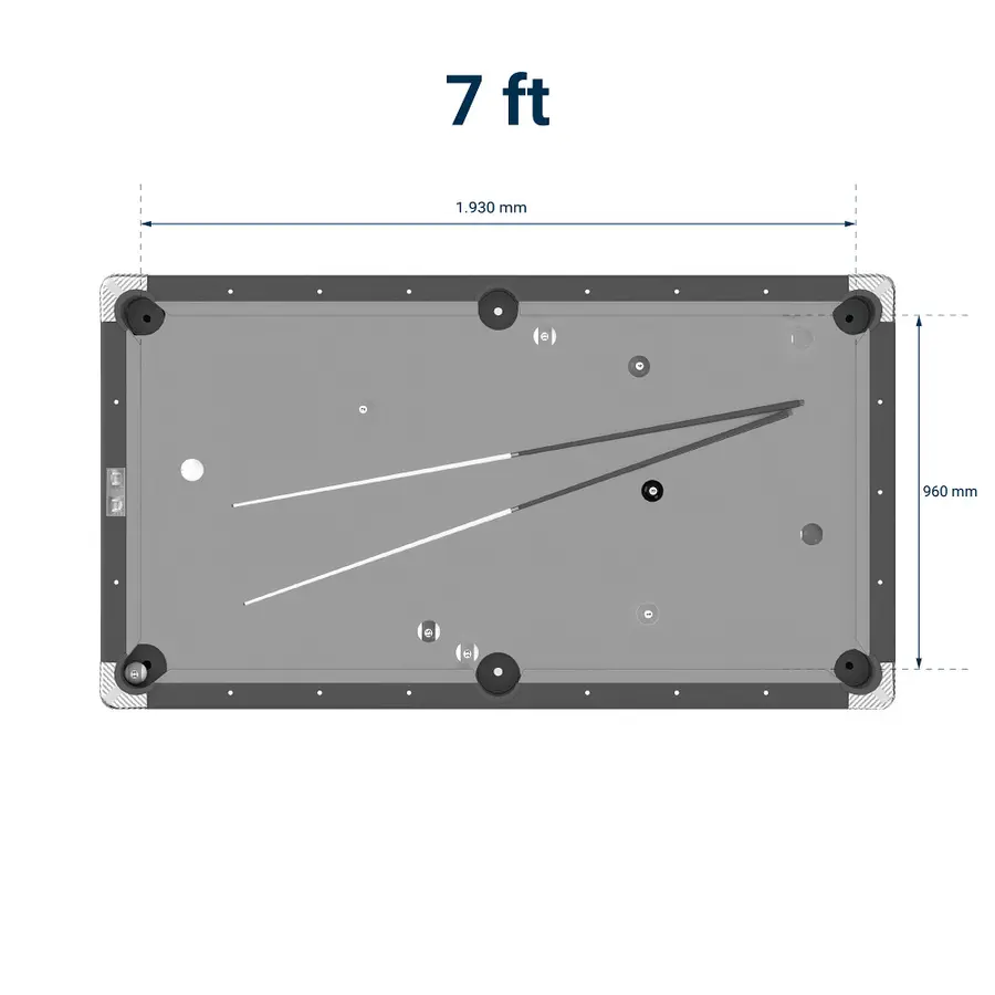 Biljardbord Galant Black Edition 8 fot Blå biljardduk | Spelfält 224x112 cm 