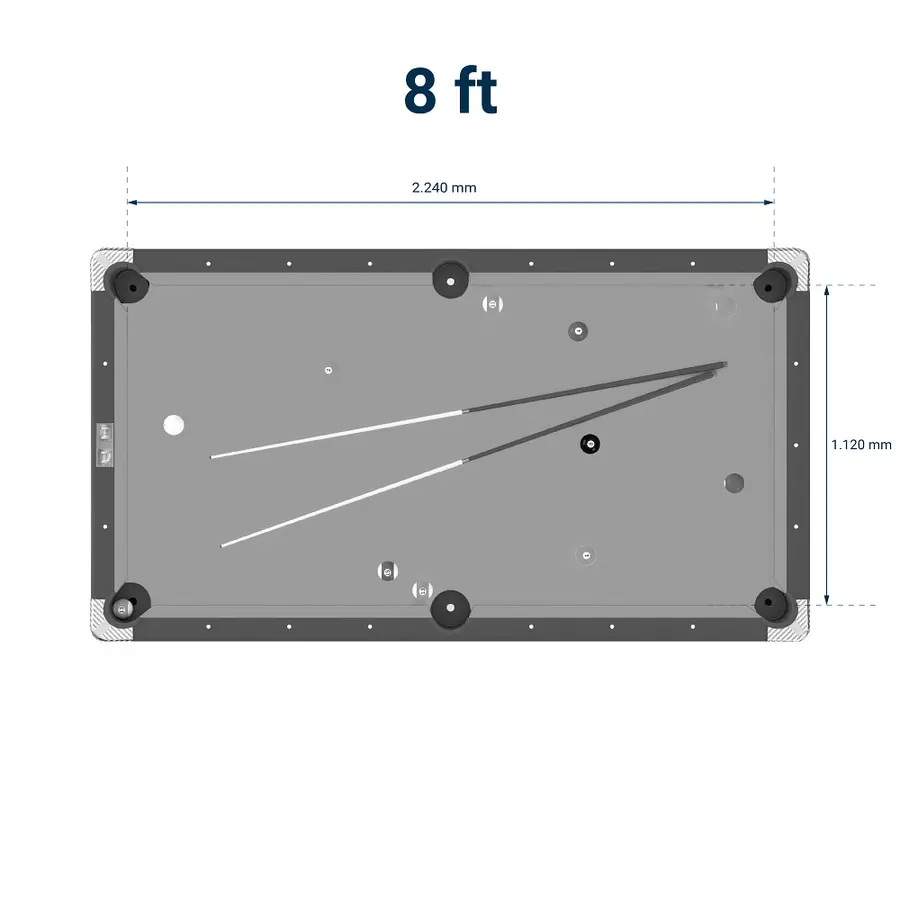 Biljardbord Galant Black Edition 8 fot Blå biljardduk | Spelfält 224x112 cm 