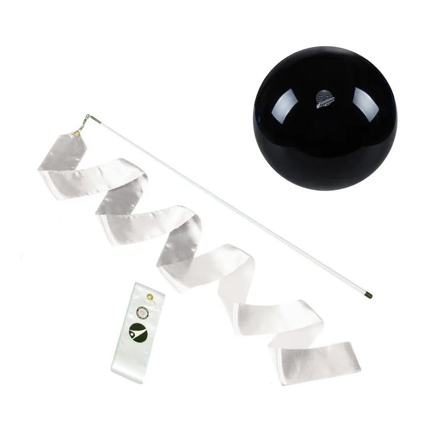 Rytmisk Gymnastik Startpaket RG Band 6 m | RG boll | Svart Vit 