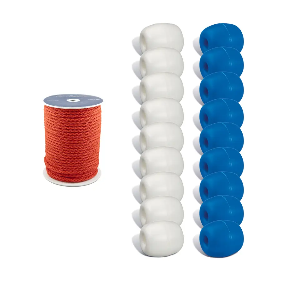 Lina med plastflöten i rad  25 meter Vita och blå plastflottörer 