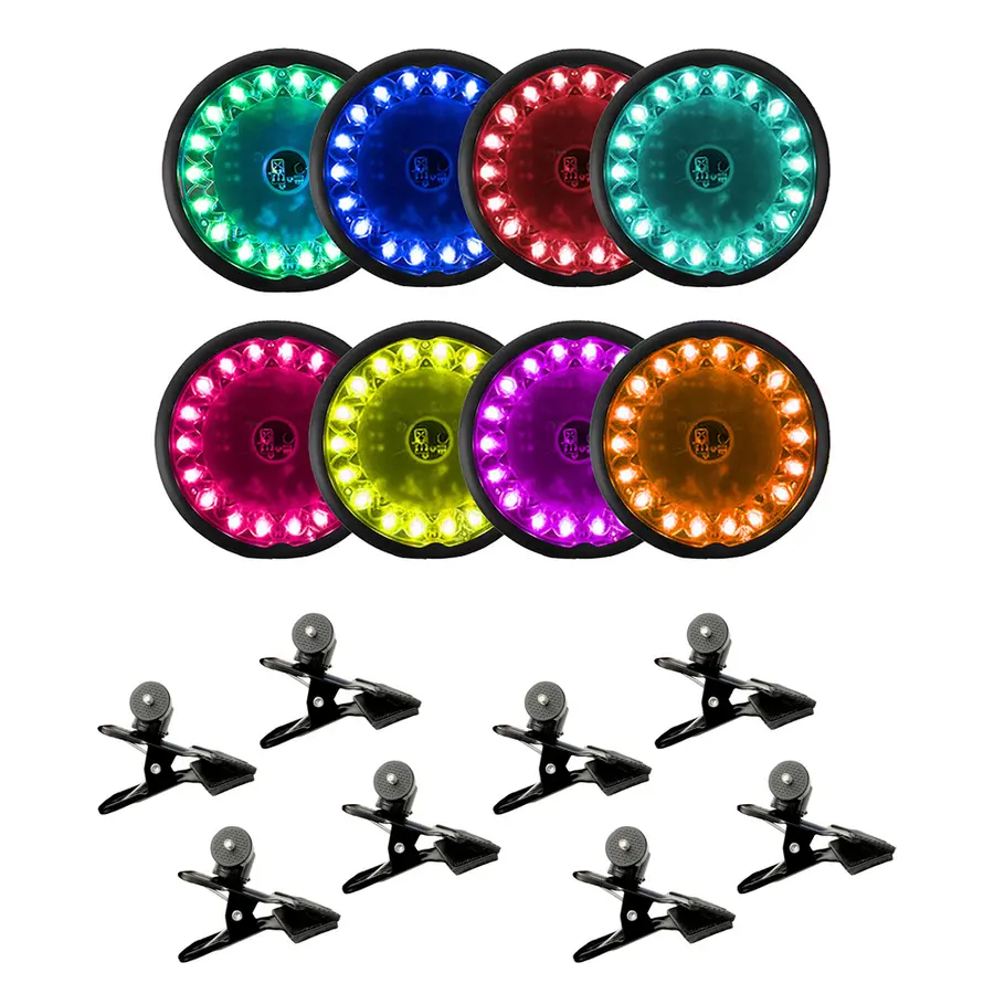 PUSH träningspuckar 8 st | 8 st klämmor Ljuspuckar för reaktionsträning 