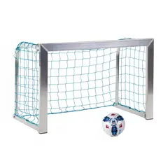 Minimål foldbart 120 x 80 cm | Blå Robust alu fotballmål | 10 cm masker