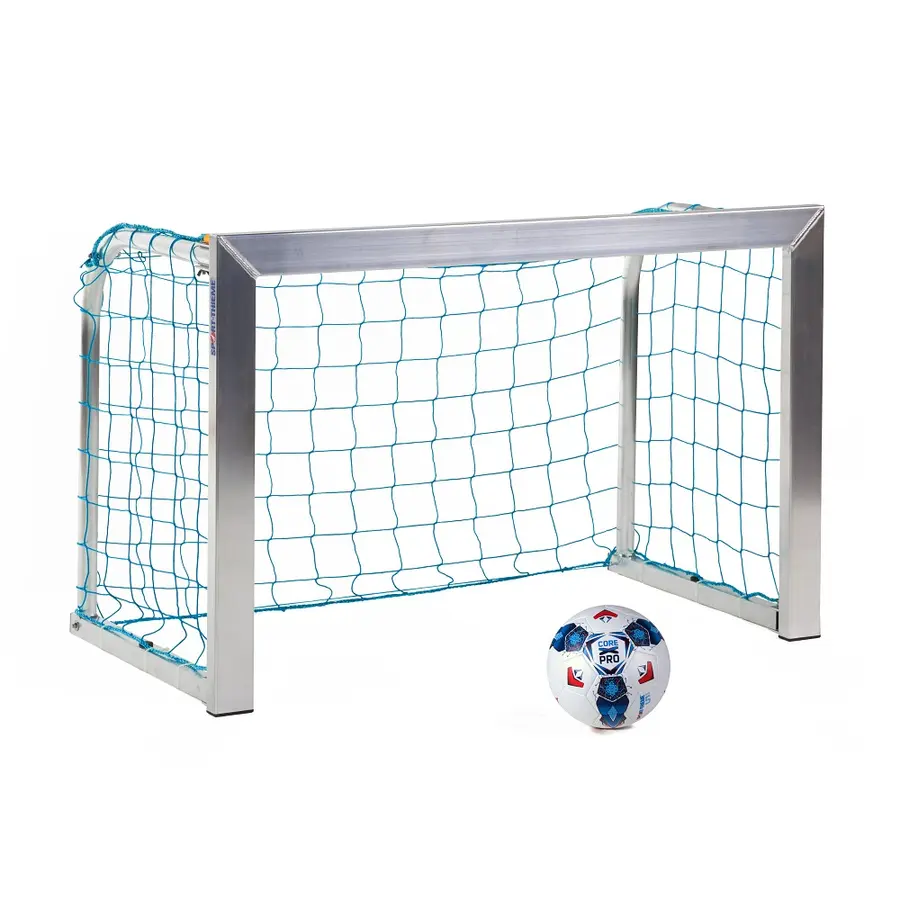 Minimål foldbart 120 x 80 cm | Blå Robust alu fotballmål | 10 cm masker 