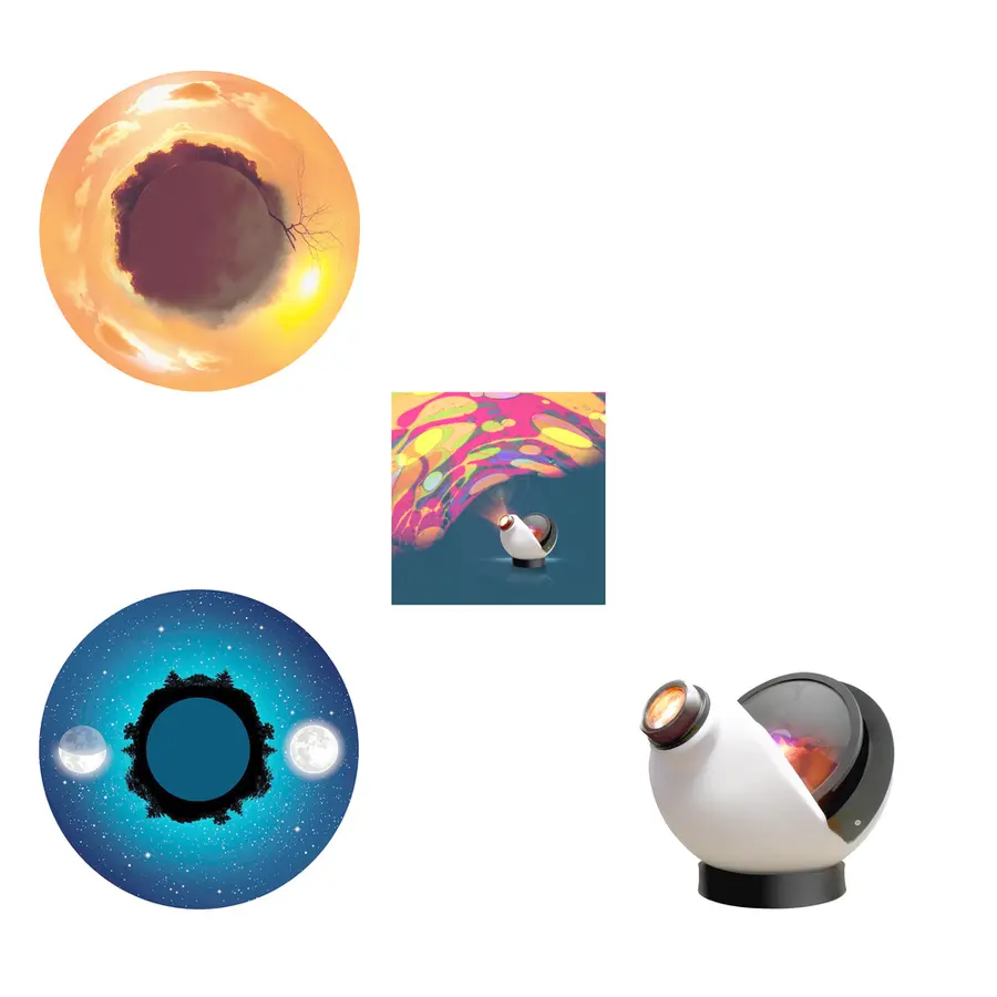 Projektorpakke Aura med 3 effekthjul Cosmic Flare| Soloppgang | Stjernehimmel 