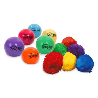 Set med bollar och Taktila överdrag 6 st bklämbollar med gele 6 ytterhöljen