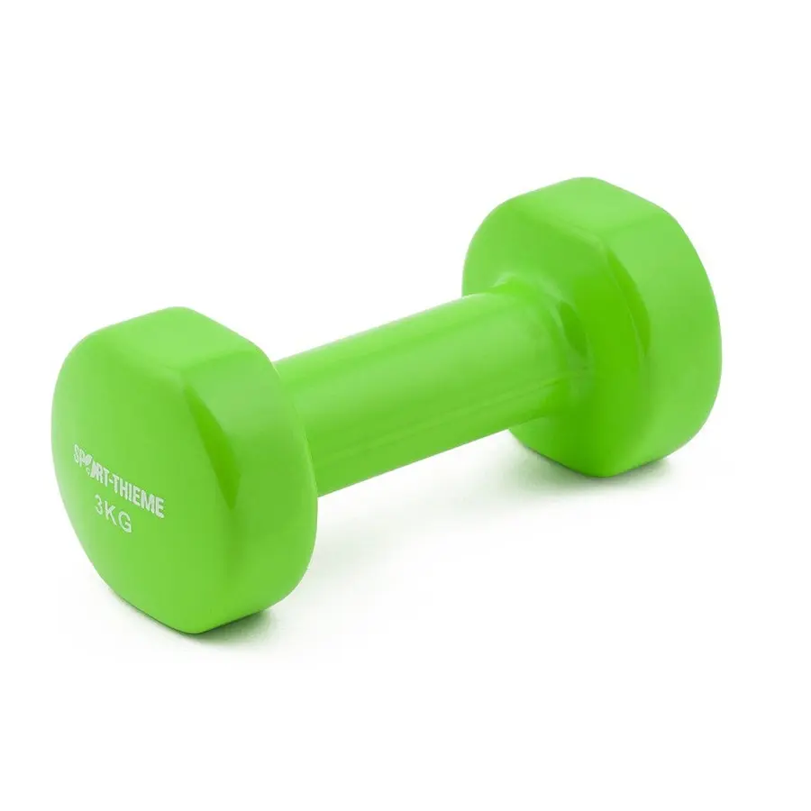 Gummerad hantel | 1 st. Neon Grön | 3 kg 