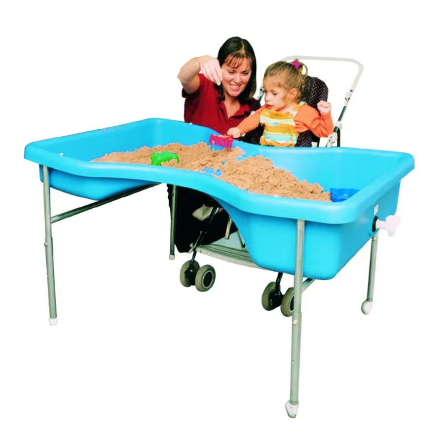 Vatten- och sandbord Justerbar sandlåda med 2 hjul 