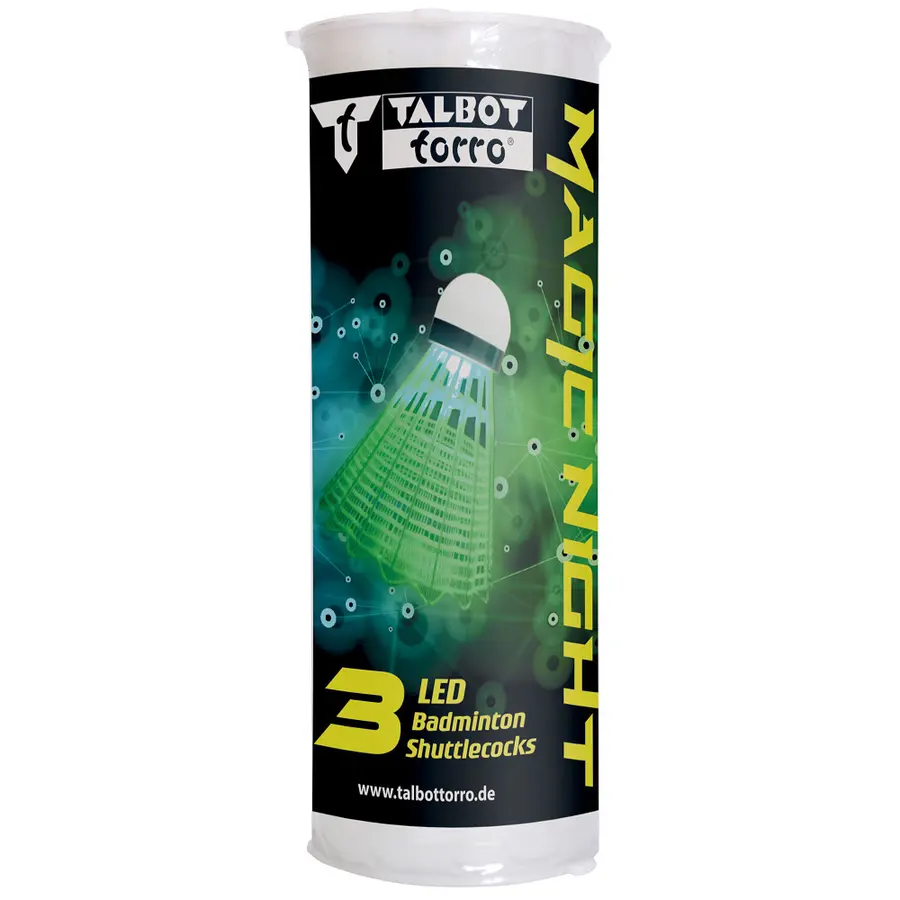 Badmintonbollar Magic Night (3) Med LED-batteri för spel i mörker 