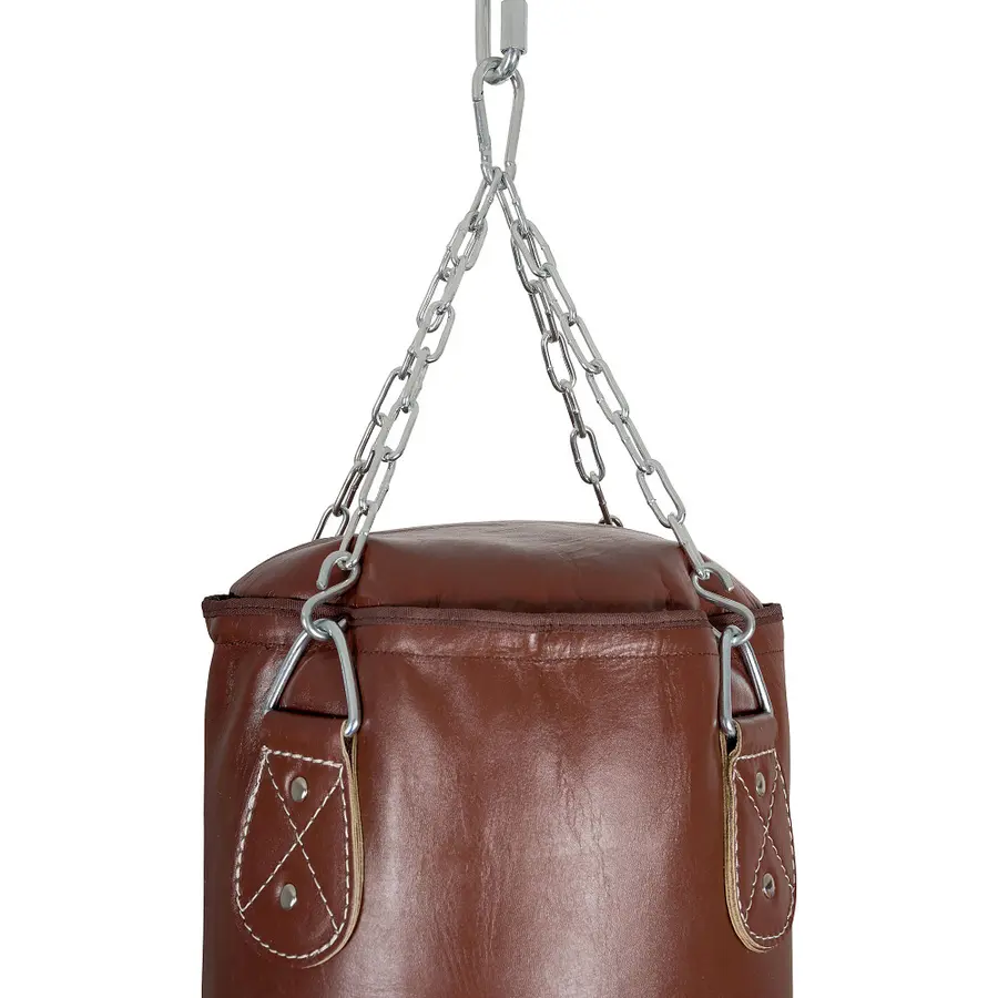 Boxningssäck i läder | 100x35 cm | 30 kg Sandsäck med kedja och svirvel 
