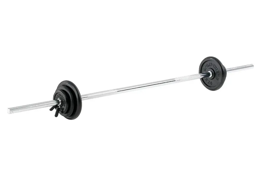 Viktset Gummibelagt 50 kg Skivstång 180 cm | viktskivor| Fjäderlås 