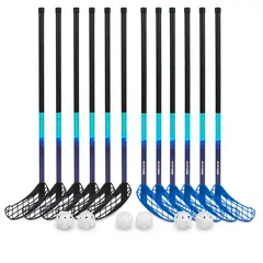 Innebandyset Captain 85 cm 12 innebandyklubbor | 6 bollar