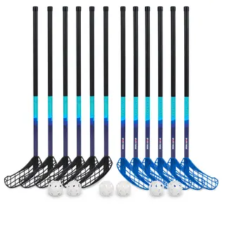 Innebandyset Captain 85 cm 12 innebandyklubbor | 6 bollar