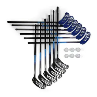 Innebandyset Captain 85 cm 12 innebandyklubbor | 6 bollar