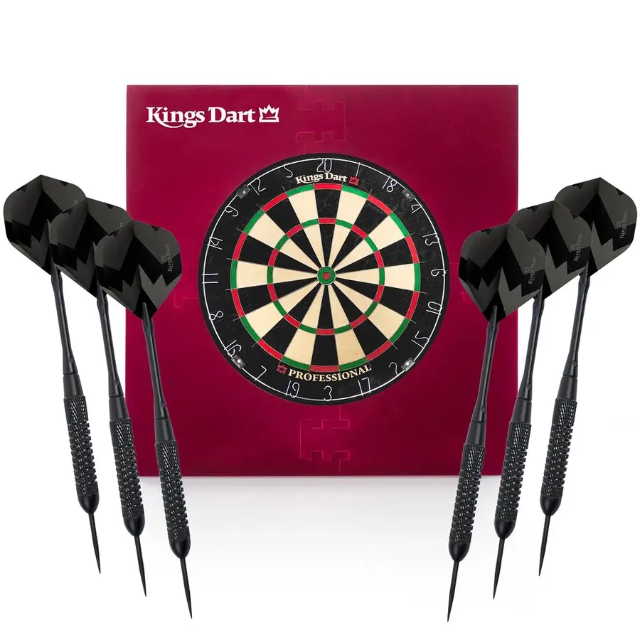 Darttavla Kings Dart First 2.0 Vita tal Dart | Surround Skydsring | 6 pilar 